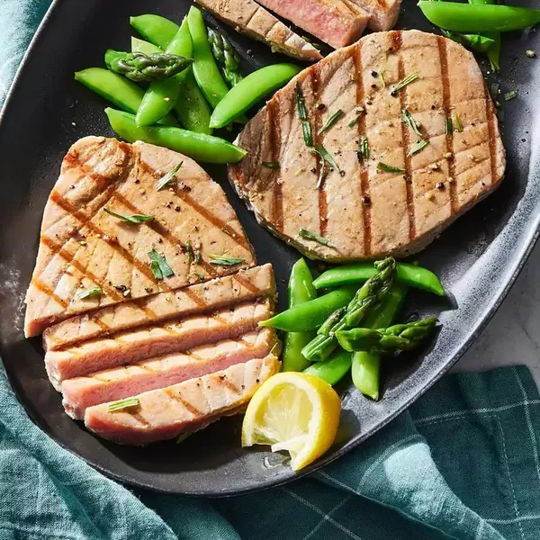 Tuna steak's firm texture and mild to moderate flavor are ju